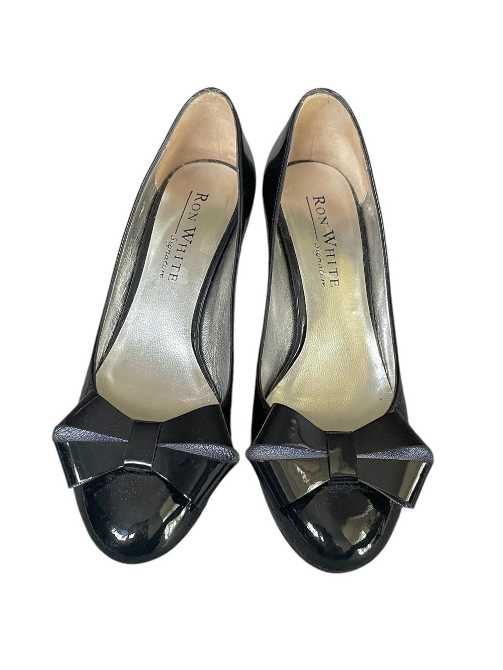 Ron White Dark Blue Patent Bow Heels 37.5